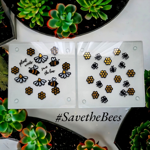 Hand Crafted Other - Mini Glass Cutting Boards/ Honey Bee Theme